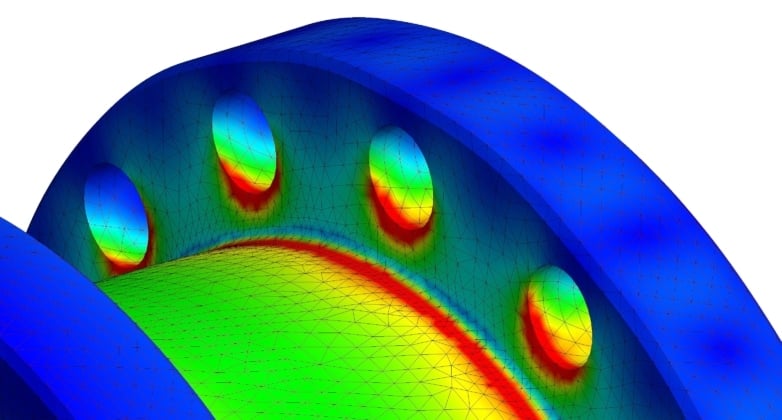 Local von mises stress results of a finite element analysis
