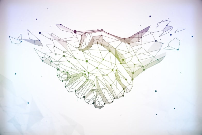 Abstract polygonal handshake